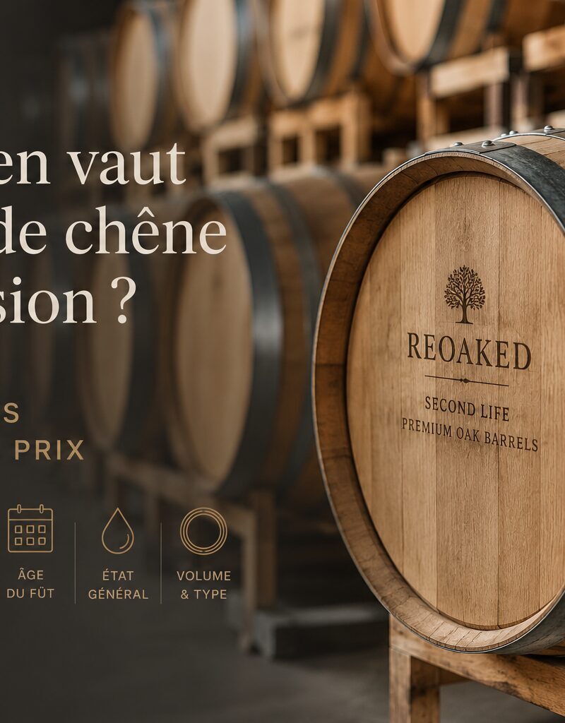 Fûts de chêne d'occasion dans un chai — les critères qui font le prix